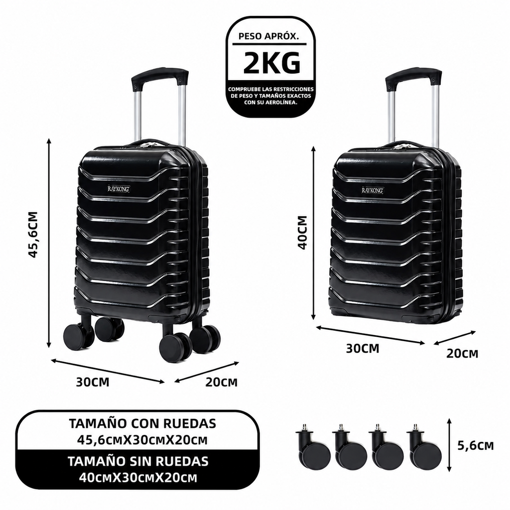 Maleta para cabina con ruedas extraibles.